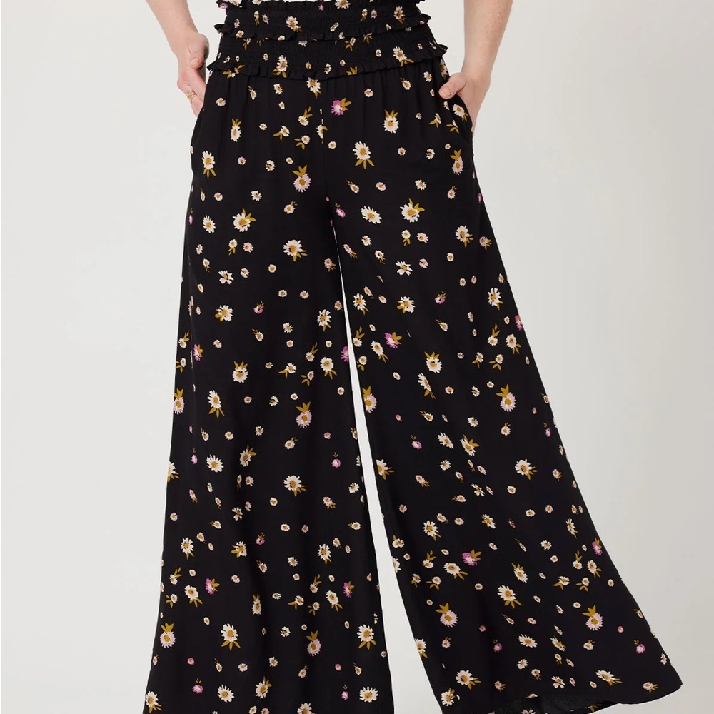 Patrons of Peace Black Floral Wide-Leg Pants